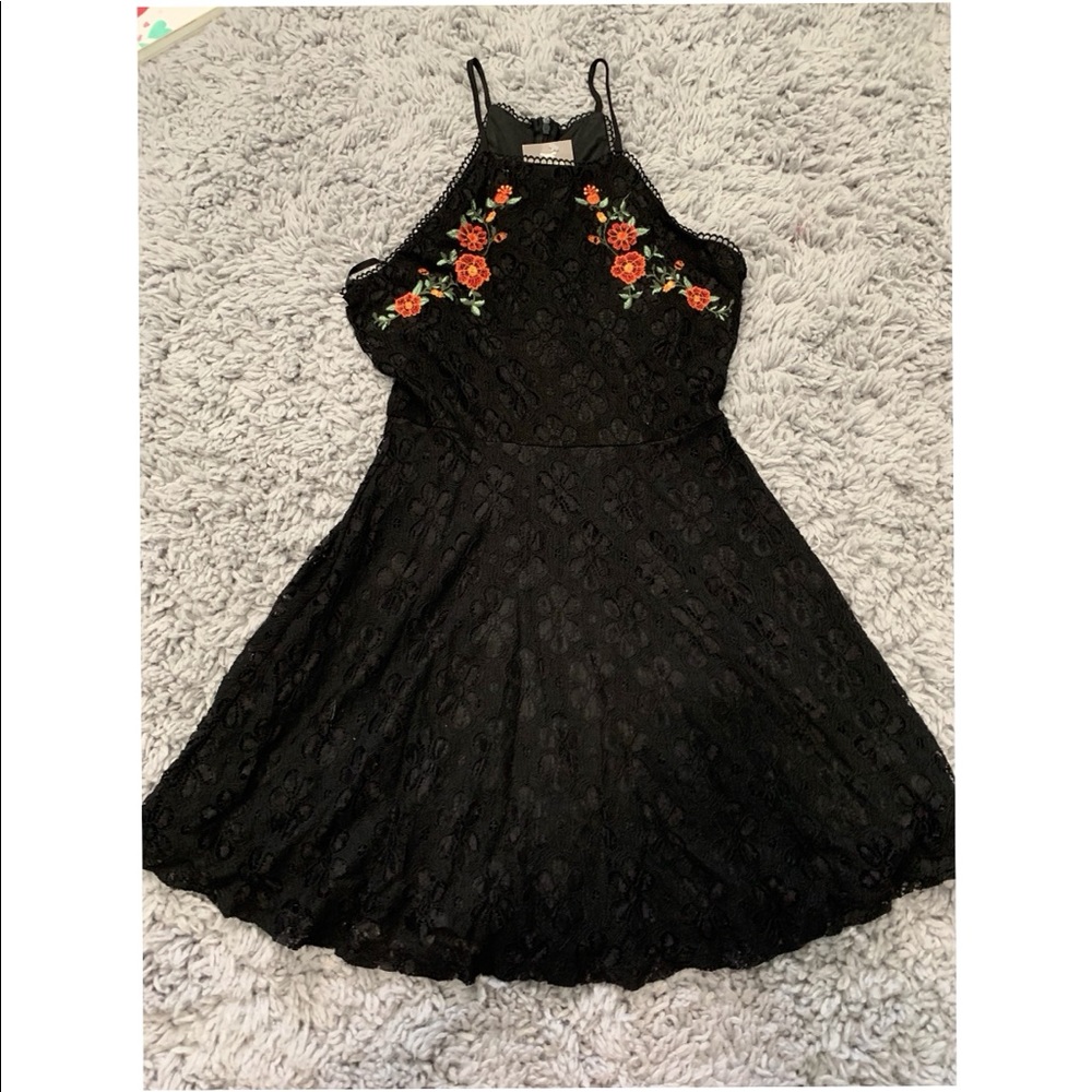 Dress- Beautiful black lace floral top dress.
